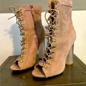 Lace up pink booties